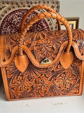 Origenes David Luna hand tooled Leather Weekender bag ROMMY